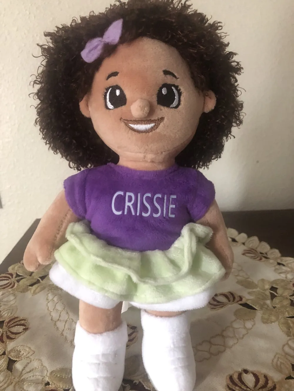 Crissie huggable plushie — the first factory sample